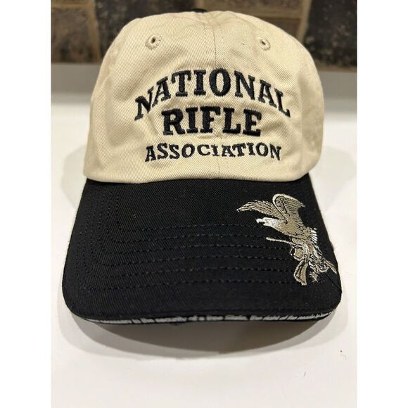 🌼5for$25🌼Men's Hat Cap Tan Black National Rifle Association Gold Eagle - Picture 1 of 7